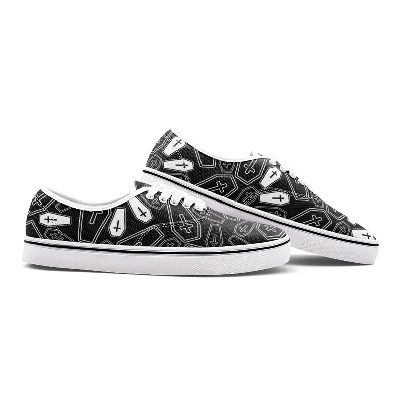 Coffin Print Unisex Canvas Shoes Fashion Low Cut Loafer Sneakers - Objet D'Art