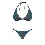 bronze print 2 swimsuit Buckle Front Halter Bikini Swimsuit (Model S08) - Objet D'Art