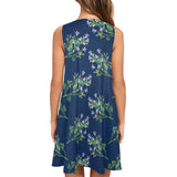 lavend print 2 Sleeveless A-Line Pocket Dress (Model D57) - Objet D'Art