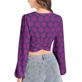 Lavender Sun Women's Deep V-Neck Lantern Sleeve Crop Top - Objet D'Art