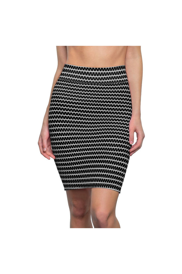 Black and White Striped Women's Pencil Skirt - Objet D'Art