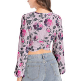 Women's Deep V-Neck Lantern Sleeve Crop Top - Objet D'Art