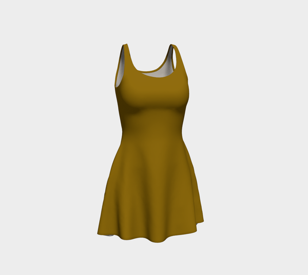 Mustard Brown Flare Dress - Objet D'Art