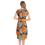 Pumpkin and Paisley Notched Neck Belted Dress - Objet D'Art