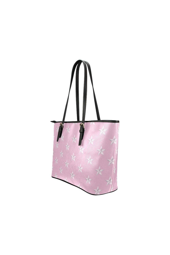 Pink Star Print Leather Tote Bag/Small - Objet D'Art