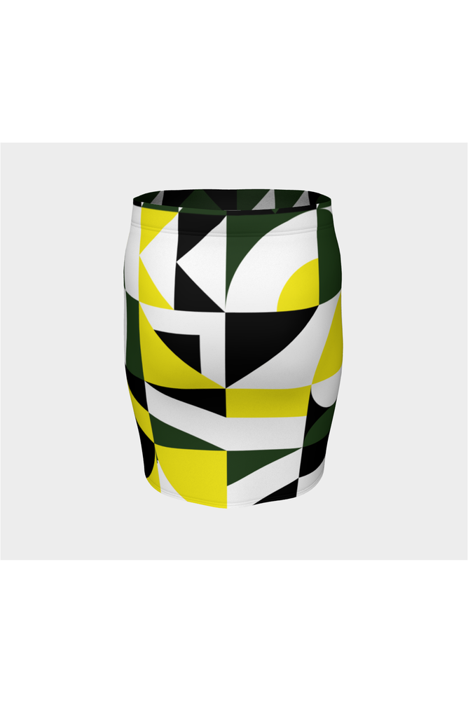 Green Abstract Fitted Skirt - Objet D'Art