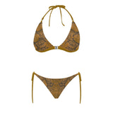 bronze snakeskin print Buckle Front Halter Bikini Swimsuit (Model S08) - Objet D'Art