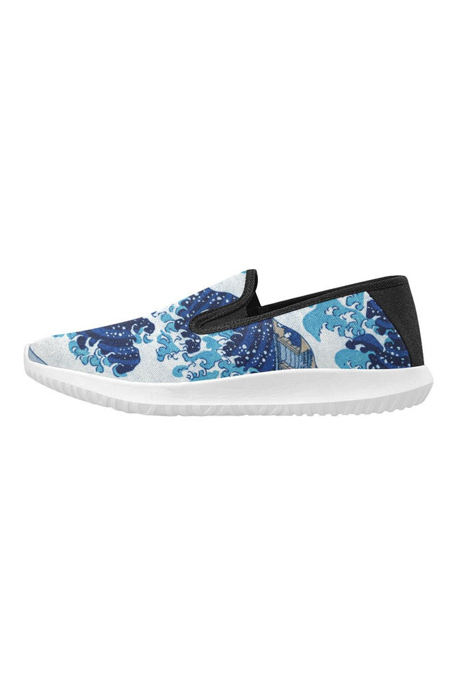 blue wave7 Orion Slip-on Women's Canvas Sneakers (Model 042) - Objet D'Art