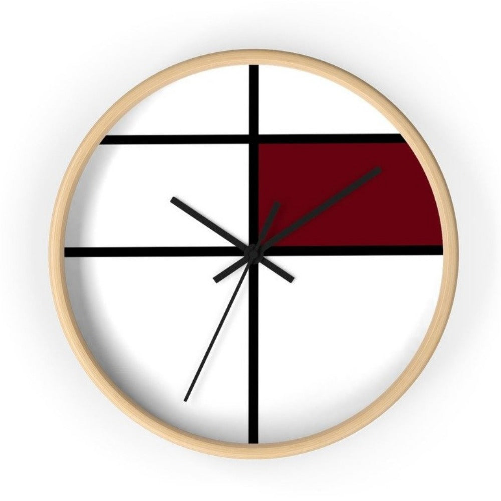 Copy of Piet Mondrian style design: MAROON Wall clock | Objet D'Art