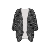 ogee outline print 2 Women's Kimono Chiffon Cover Up (Model H51) - Objet D'Art