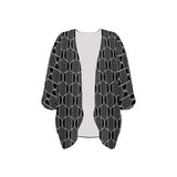ogee outline print 2 Women's Kimono Chiffon Cover Up (Model H51) - Objet D'Art