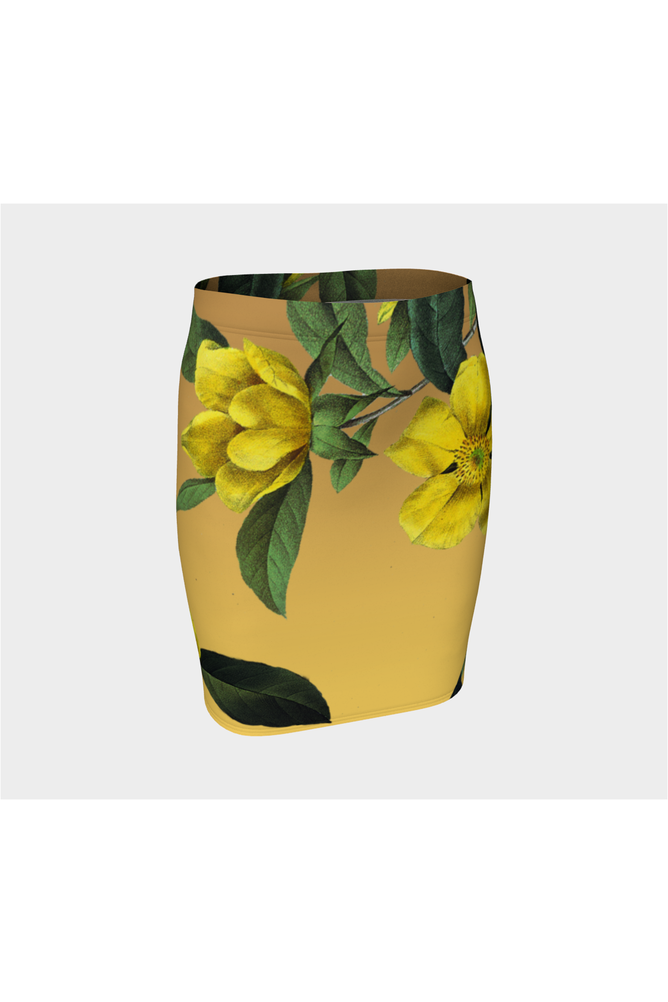 Golden Christmas Rose Fitted Skirt - Objet D'Art