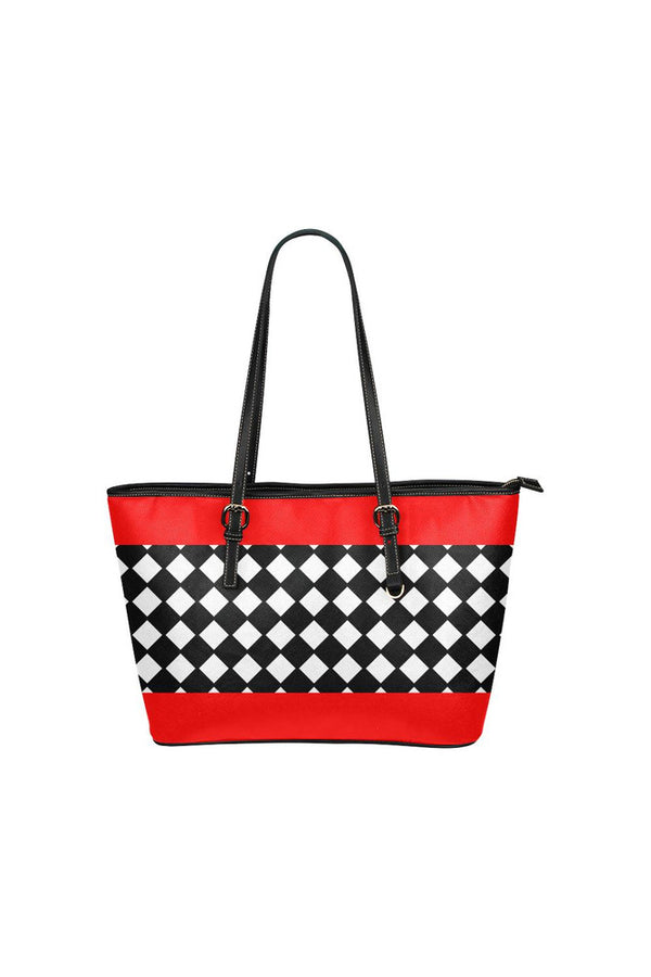 diamond red accented  Leather Tote Bag/Small - Objet D'Art