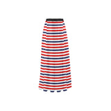 americana stars and stripes striped print 2 High Slit Long Beach Dress (Model S40) - Objet D'Art