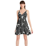 Spooky Spaghetti Strap Sleeveless Falred Hem Short Dress - Objet D'Art