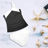 white solid print addsart Women's One Shoulder Backless Swimsuit (Model S44) - Objet D'Art