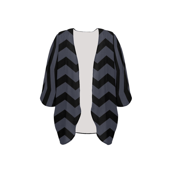 waves8 print Women's Kimono Chiffon Cover Up (Model H51) - Objet D'Art