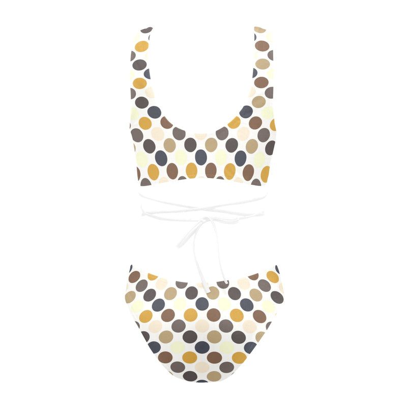 colored spots print 4 Cross String Bikini Set (Model S29) - Objet D'Art