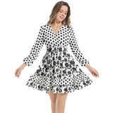 Floral Silhouette Long Sleeve Tiered Ruffle Hem Elastic Waist Mini Dress - Objet D'Art