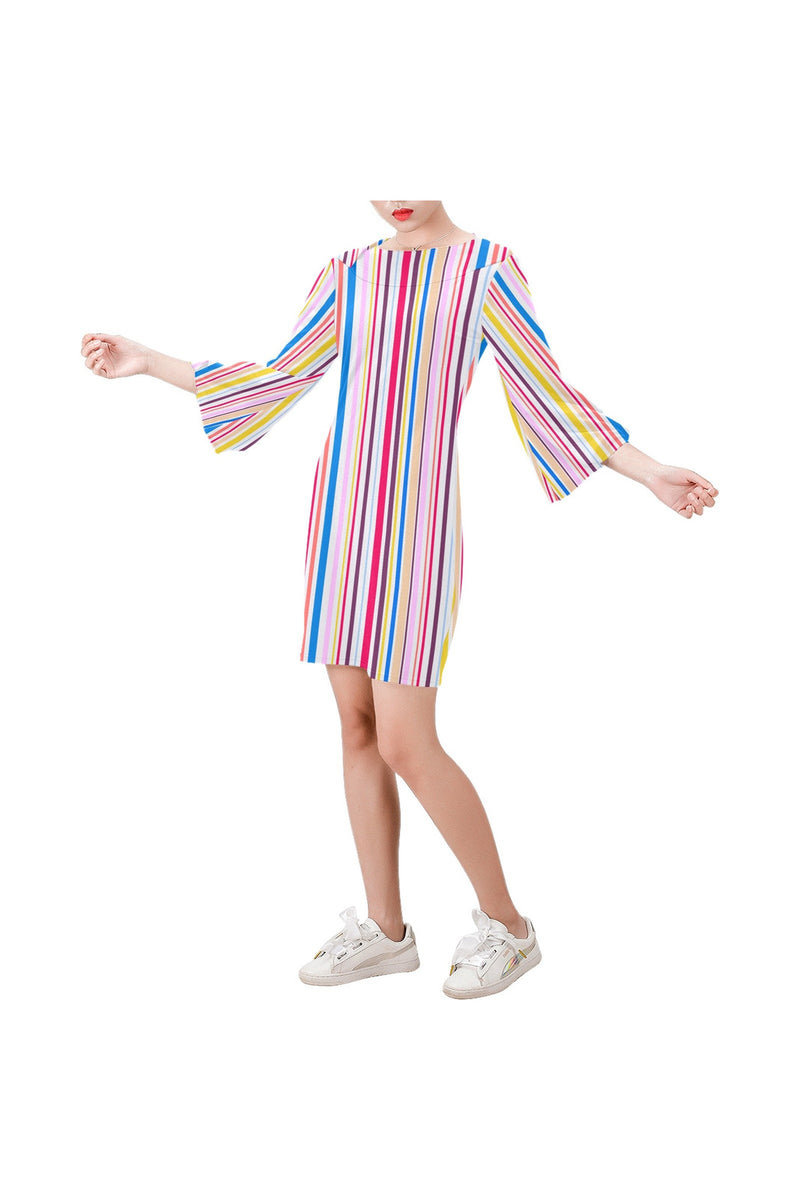 Stripe Club Bell Sleeve Dress (Model D52) - Objet D'Art