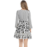 Floral Silhouette Long Sleeve Tiered Ruffle Hem Elastic Waist Mini Dress - Objet D'Art
