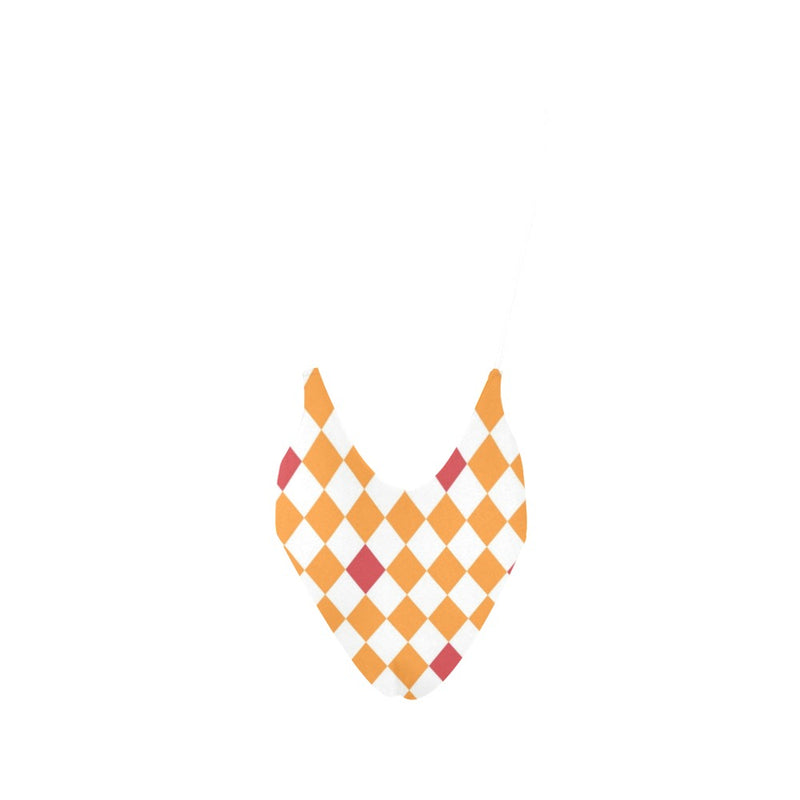 white solid print addsart Sexy Low Back One-Piece Swimsuit (Model S09) - Objet D'Art