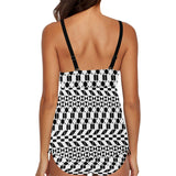 bw print A2 geometry Chest Drawstring Swim Dress (Model S30) - Objet D'Art