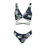 floral print butterfly 4 Cross String Bikini Set (Model S29) - Objet D'Art