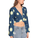 Women's Deep V-Neck Lantern Sleeve Crop Top - Objet D'Art