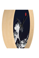 Big Blue Wave Little Red Moon Wall clock - Objet D'Art