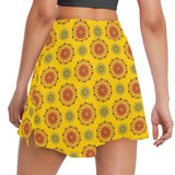 mandala gold print 3 Women's Golf Skirt with Pockets (Model D64) - Objet D'Art
