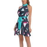 Ruffle Hem Belted Halter Dress - Objet D'Art
