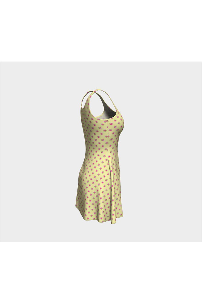 Pale Yellow Floral Flare Dress - Objet D'Art