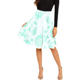 mint rose 2 print Melete Pleated Midi Skirt (Model D15) - Objet D'Art