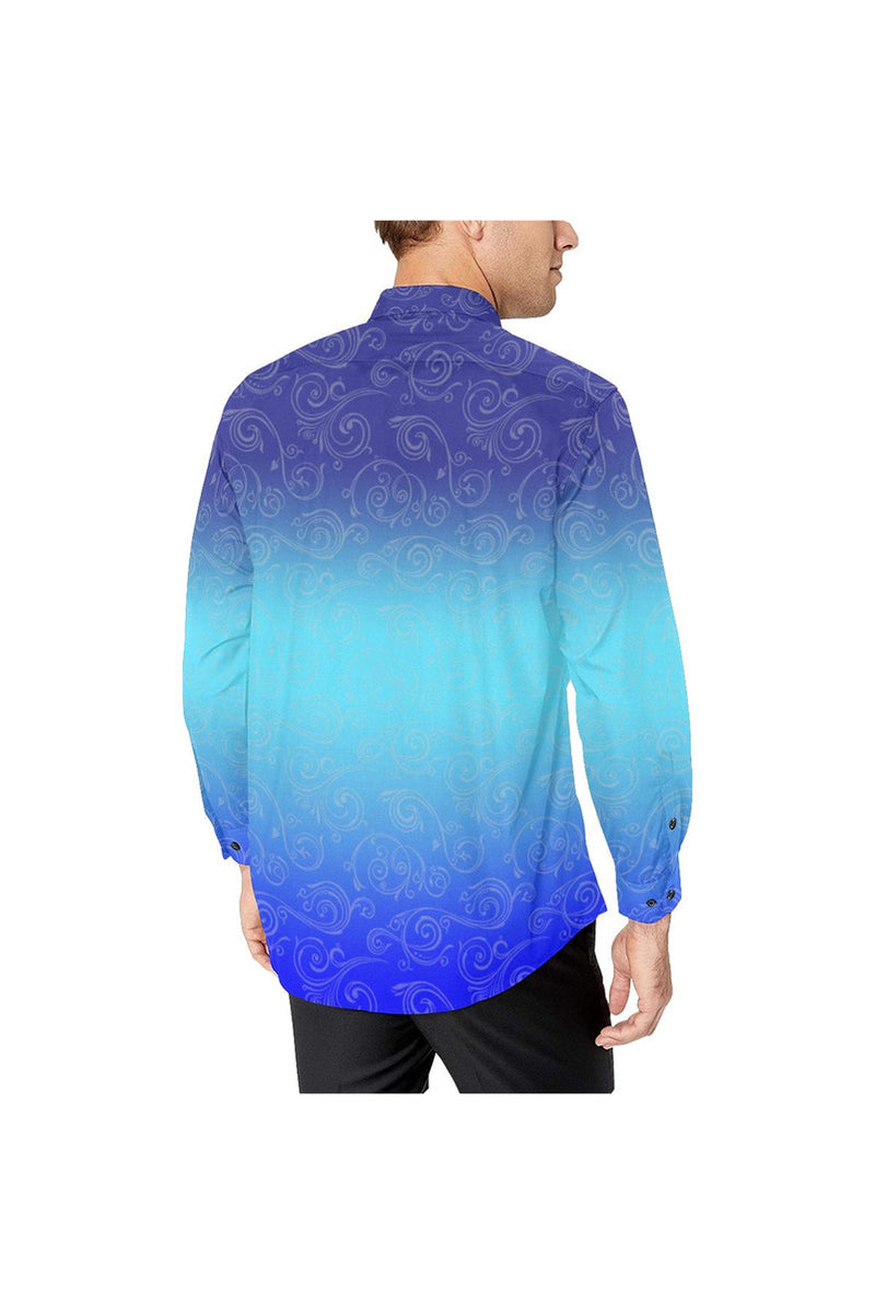 Blue Ombre Men's Casual Dress Shirt - Objet D'Art