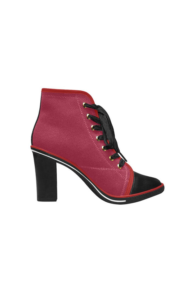 Jester Red Women's Lace Up Chunky Heel Ankle Booties - Objet D'Art