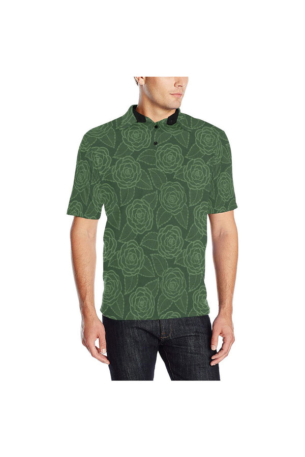 Rose Green Men's Polo Shirt - Objet D'Art