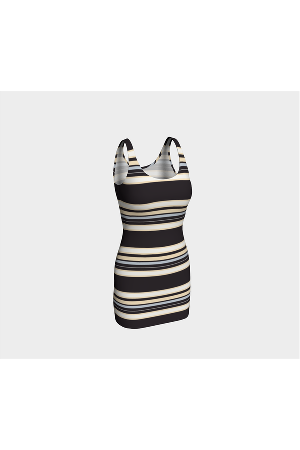 Brown and Tan Striped Bodycon Dress - Objet D'Art