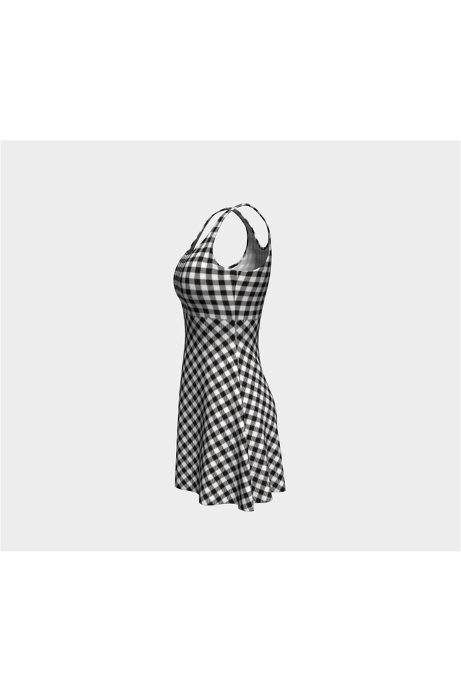 Black and White Gingham Flare Dress - Objet D'Art