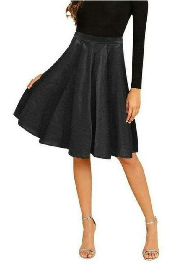 Black Melete Pleated Midi Skirt - Objet D'Art