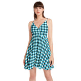 Plaid Spaghetti Strap Sleeveless Falred Hem Short Dress - Objet D'Art