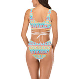 greek key print 2 A C Cross String Bikini Set (Model S29) - Objet D'Art