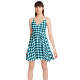 Plaid Spaghetti Strap Sleeveless Falred Hem Short Dress - Objet D'Art