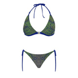 sea green snakeskin print Buckle Front Halter Bikini Swimsuit - Objet D'Art