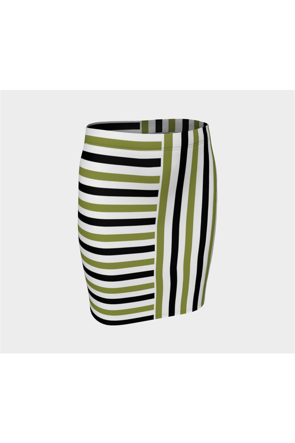 Pepper Stem Bi-Directional Striped Fitted Skirt - Objet D'Art