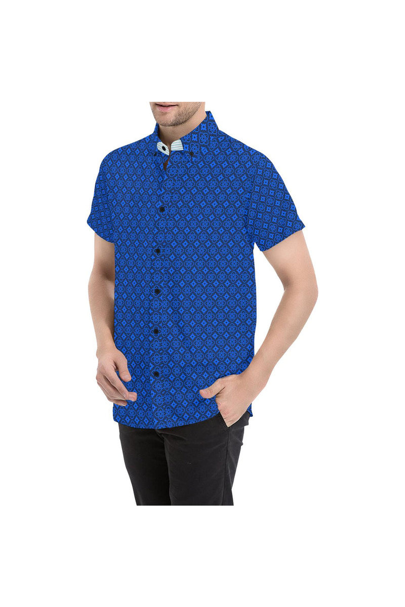 Blue Labyrinth Short Sleeve Shirt - Objet D'Art