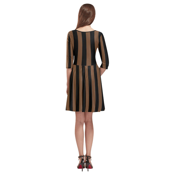 Striped Tethys Half-Sleeve Skater Dress - Objet D'Art