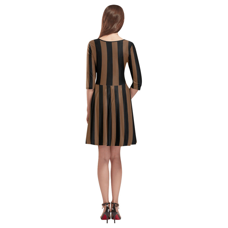 Striped Tethys Half-Sleeve Skater Dress - Objet D'Art