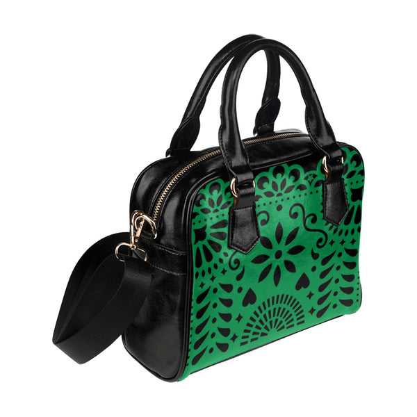 Green Papel Picado Shoulder Handbag (Model 1634) - Objet D'Art