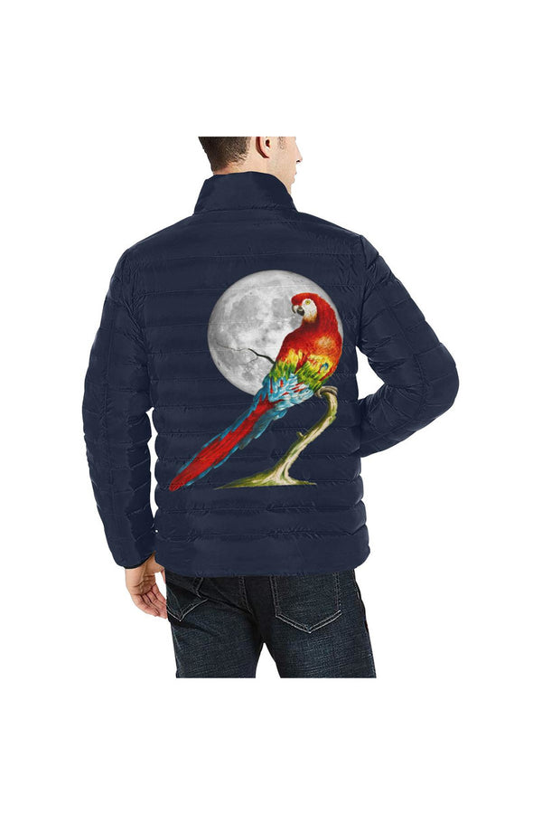 parrot moon 2  H41 - BCK-Recovered Men's Stand Collar Padded Jacket (Model H41) - Objet D'Art